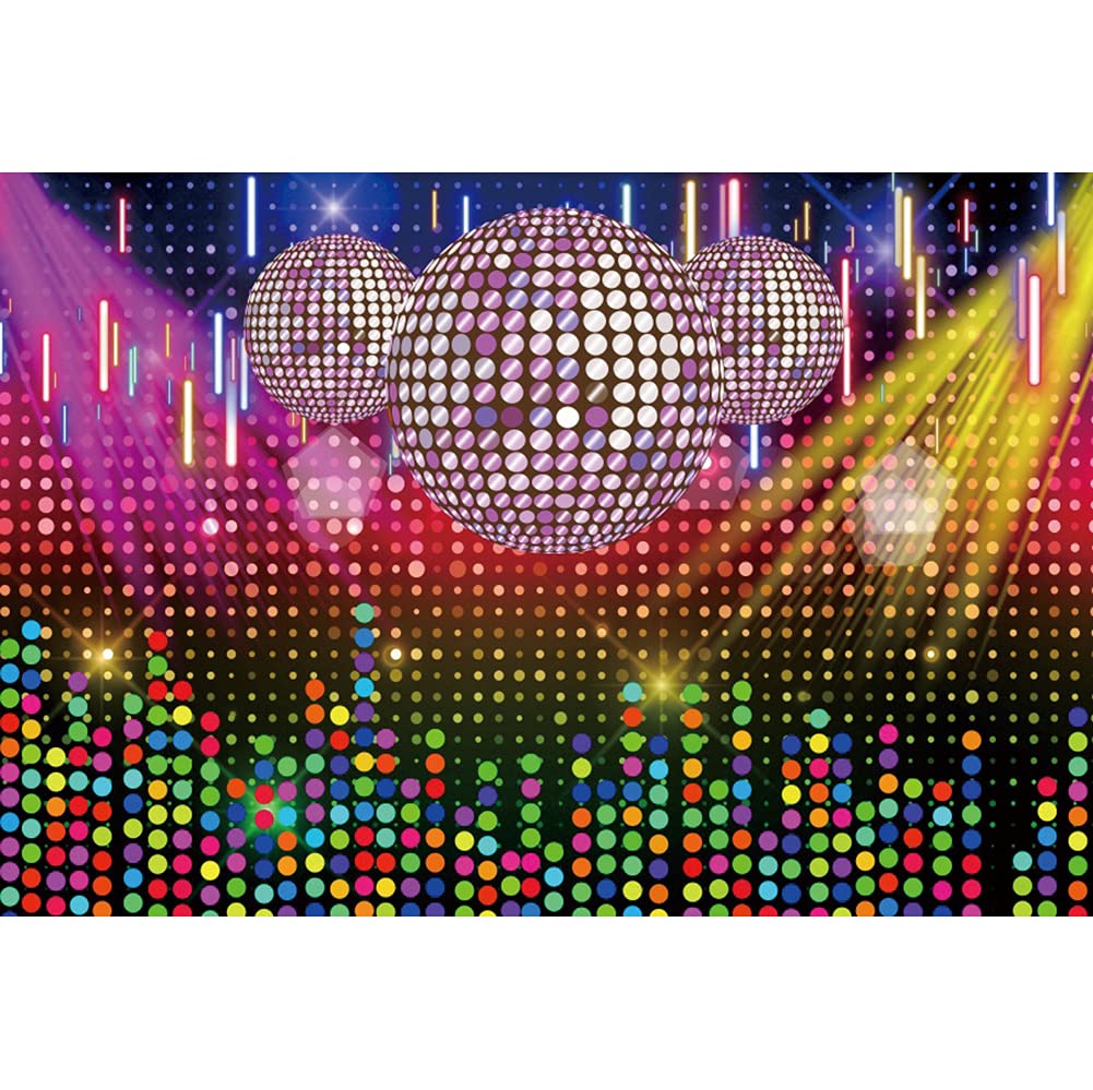 Ttincceer 8x4ft Discos Backdrop Sparkling Neon Vintage Dance Party Photography Backgrounds Back to 80s 90s Discos Fever Dancers Photography Backdrop Photo Booth Prop