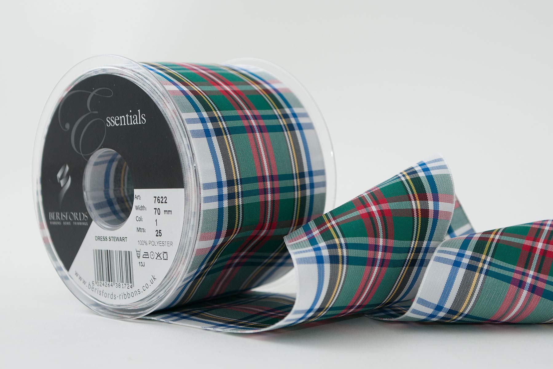 Berisfords Polyester Tartan Ribbon, Dress Stewart, 70 mm — image 1