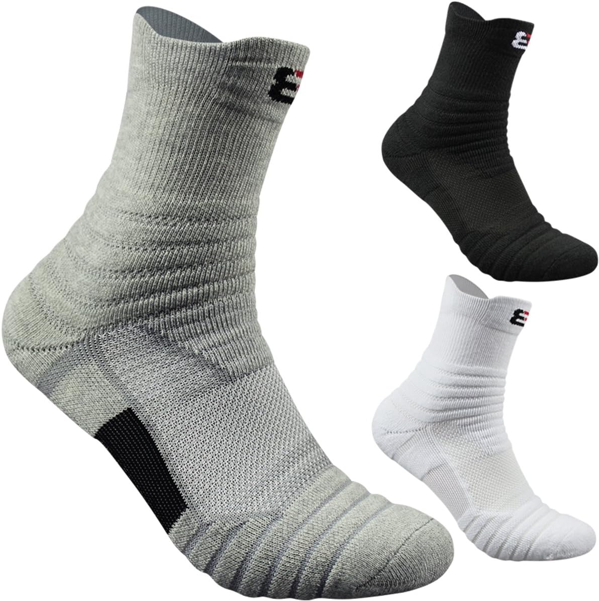 3-Pack Men's Athletic Cushion Quarter Ankle Sock Performance Cotton Compression Sport Basketball Arch Support Socks,Size 6-12