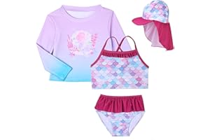 LILIAN&GEMA Lilian & Gema 4-Piece Baby Toddler Girl Swimsuit Set - Tankini & Rash Guard Girls Bathing Suit with UPF 50+ Sun Protection