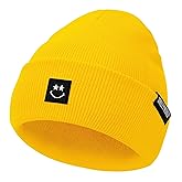 Zando SmileyWorld Smiley Face Beanie for Women Men Soft Funny Beanies Hats Embroidered Smiley Face Knit Hat Warm Preppy Hats