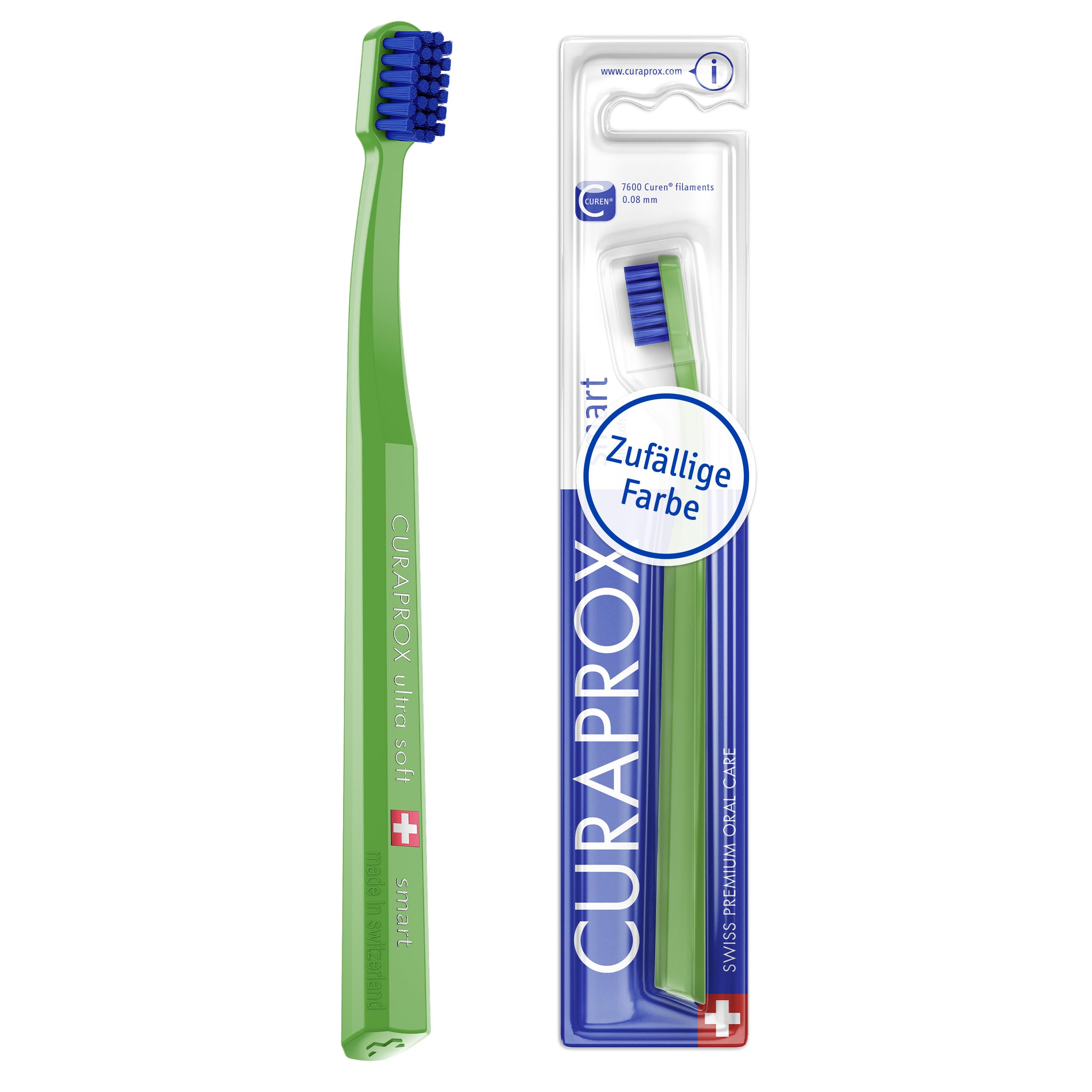 Curaprox CS Smart Toothbrush – Kids & Adults | Ultra-Soft Plaque Removal | Small Head with 7,600 Curen® filaments | Random Color | Single Pack | Made in Switzerland