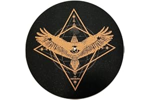 TazStudio Premium slipmat - Cork Turntable Mat [4mm Thick] for Better Sound Support on Vinyl LP Record Player - Cork mat Original Art Design - Psychedelic Geometric Eagle-m8