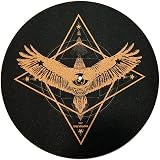 TazStudio Premium slipmat - Cork Turntable Mat [4mm Thick] for Better Sound Support on Vinyl LP Record Player - Cork mat Original Art Design - Psychedelic Geometric Eagle-m8
