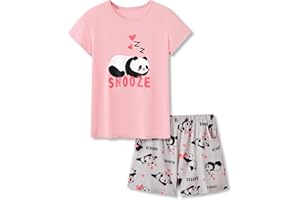 Tebbis Little & Big Girls Striped & Cat Pajama Set - Soft Modal Fiber 2-Piece Summer PJ’s in Sizes 6-18