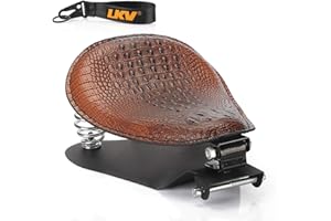 LKV 12.2" Motorcycle Solo Drive Seat with Seatbase Mounting Hardware Kits Custom Chooper Bobber Seats Universal Fit for Harley Davidson Sportster XL 1200 883