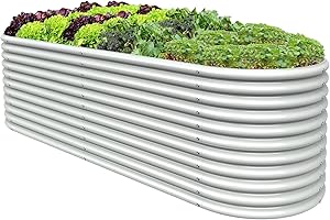 BTDVR 10FT(L)×4FT(W)×2.7FT(H) Raised Garden Bed Outdoor for Vegetable, Adjustable Clearance Raised Garden Beds for Flower, Garden Planter Box for Herb, Fruit-White