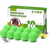 Homsor Rodent Repellent Balls,10Pcs Mouse Repellent Balls Peppermint Oil for Mice Squirrel Mole Pests, Natural Pest Control Pouches for Indoor Outdoor Kitchen Car Warehouse, Safe for Pets & Family