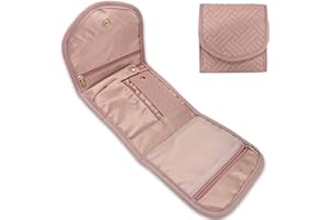 Tienyuu Travel Jewelry Organizer Case Foldable Jewelry Roll for Rings, Necklaces, Earrings, Bracelets – Mini, Soft Pink