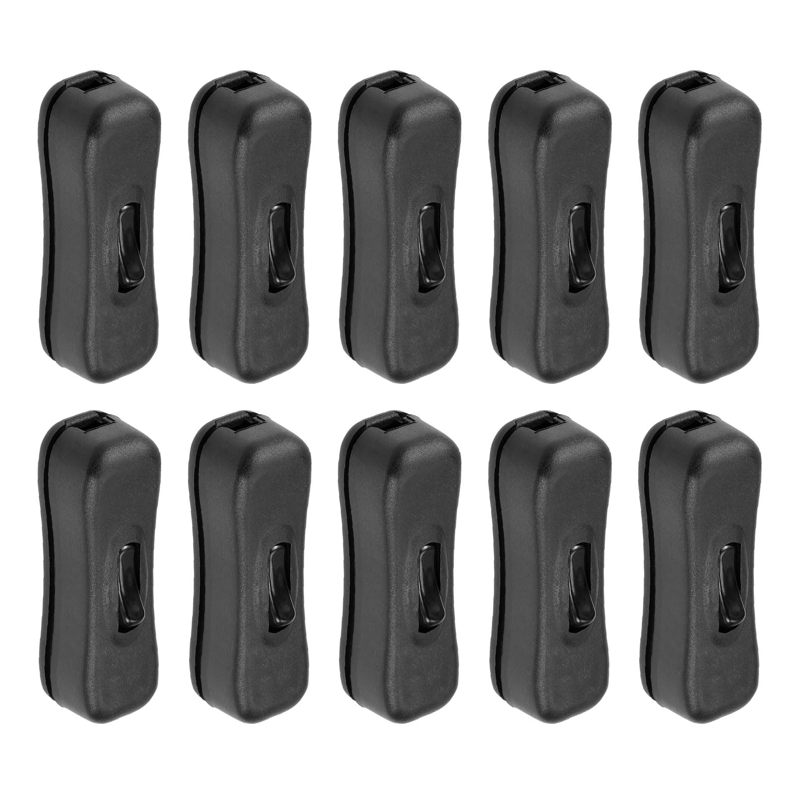 Rebower Inline Cord Switch AC 250V 2A Rocker Control Switch, [for Lamp, Desk Lighting] - 2.4x 0.8 Inch/Black/10 Pcs