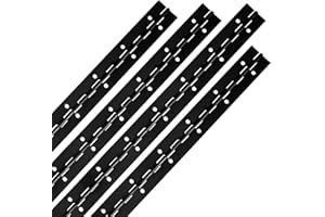 EVANCENT 16Inch Black Continuous & Piano Hinges, 4Pcs Stainless Steel Continuous Hinge with Holes, Heavy Duty Polished Stainless Piano Hinges for Boat Cabinets Storage Box, 0.04" Leaf Thickness 1.2”Open Width