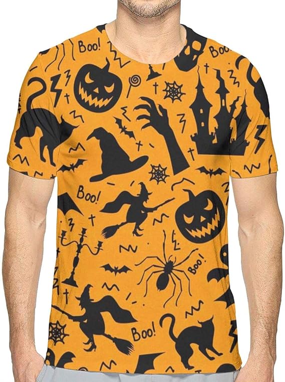 Amazon Co Jp Tシャツ ハロウィンパンプキン柄 オレンジ メンズ 半袖 服 メンズ 夏 カジュアル ファッション 丸襟 柔らかい 快適 服 ファッション小物