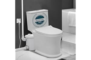 FLODREAM 700 Watt Upflush Toilet with Macerator Pump For Basement, One Piece Macerating Toilet for Bathroom, Powerful & Quiet Dual-Flush Elongated One-Piece Toilet, Glazed Surface, 30FT Up Pumping