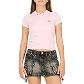 Forever 21 Womens Short Sleeve Fitted Stretch Tee with Button Placket
