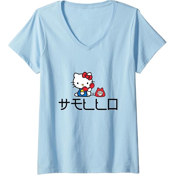 Amazon.com: Womens Hello Kitty Japan Cute Telephone V-Neck T-Shirt
