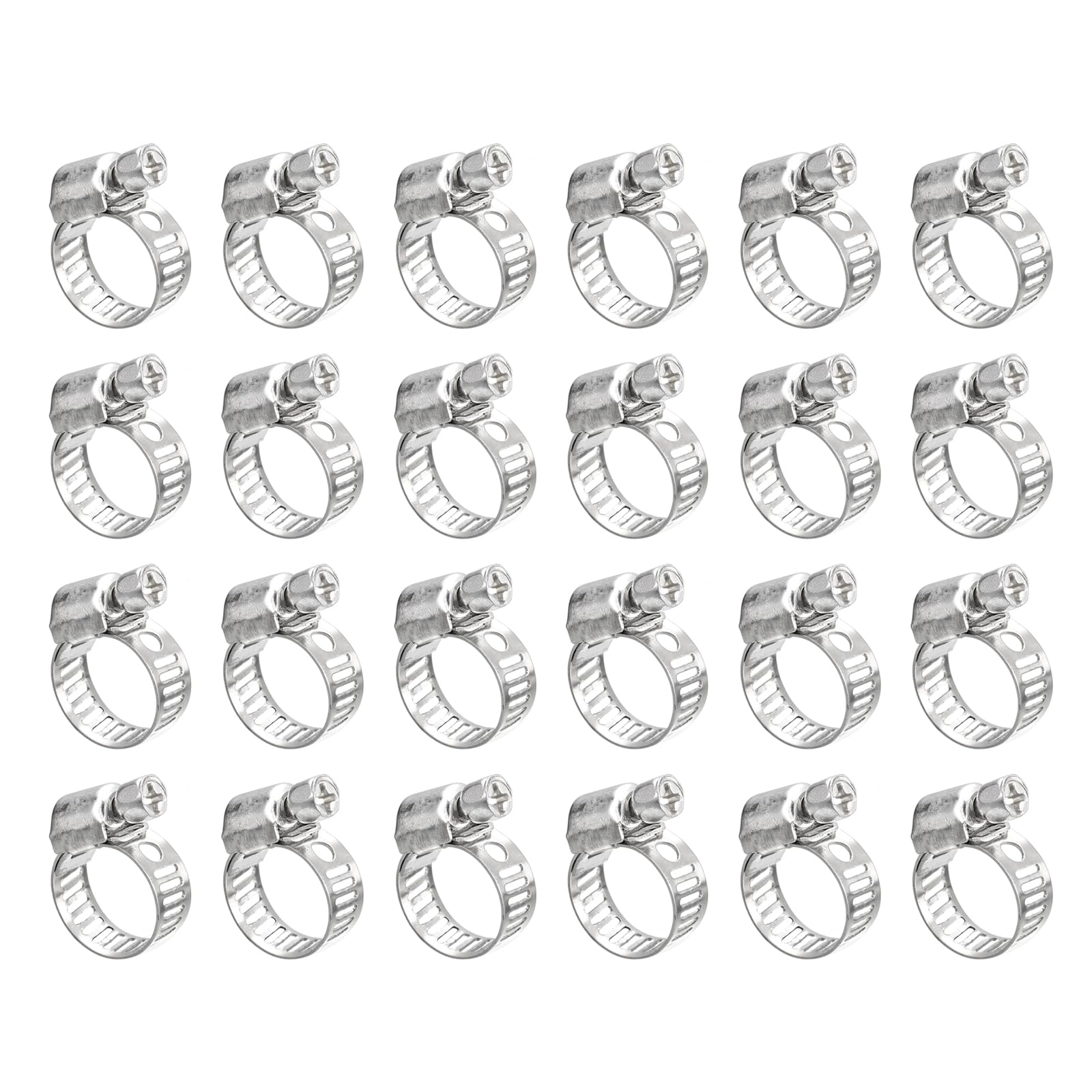 uxcell Worm Gear Hose Clamp, 24pcs 3/8" - 5/8" Adjustable Stainless Steel Hose Clamps Duct Clamp for Securing Hose, Pipe, Plumbing, Tube and Fuel Line