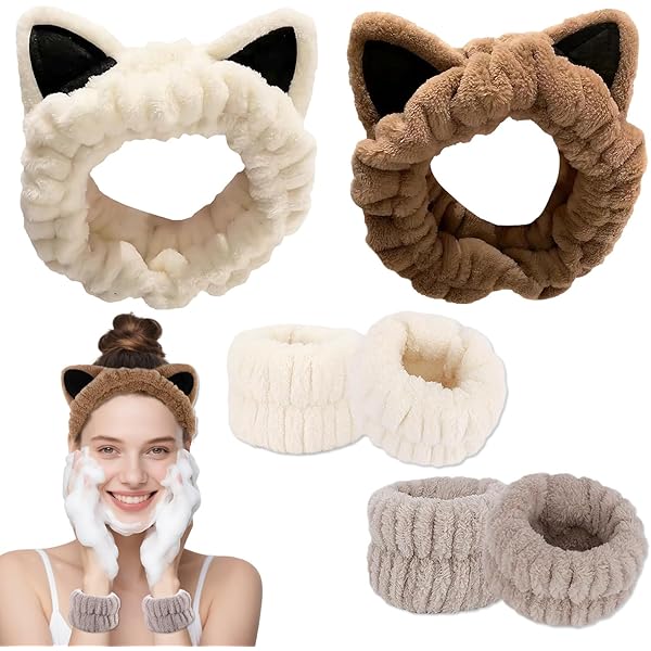 Lot De 3 Paires De Bracelets De Lavage En Microfibre Doux Et élastiques Absorbants Pour Femmes Et Filles (rose, Blanc, Bleu