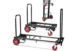Pyle Dolly Cart - Folding Hand Truck with Wheels, 8-in-1 Convertible Equipment Trolley, 200 lbs Capacity, Heavy Duty, Expanda