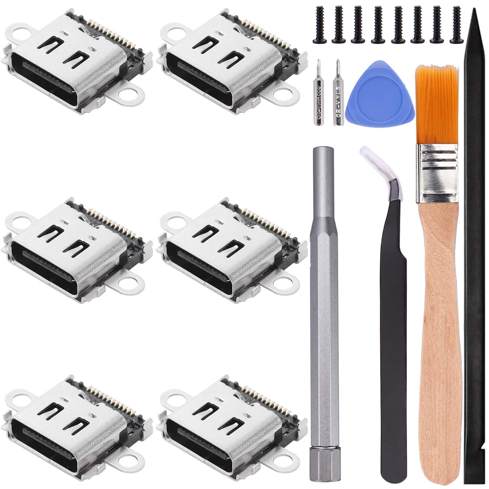 Ikpek 6-Pack Charging Port Replacement for Nintendo Switch Lite, USB C Type-C SYNC & Charge Socket Connector Replacement for NS Lite HDH-001