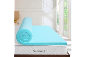 Nelaukoko Memory Foam 3 Inch Twin XL Topper, Single Extra Long Topper Foam Mattress Pad Gel Cooling Infused XLong Dorm Mattress
