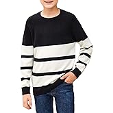 Arshiner Kids Boys Long Sleeve Sweater Knit Crewneck Pullover Striped Sweater for 5~13 Years