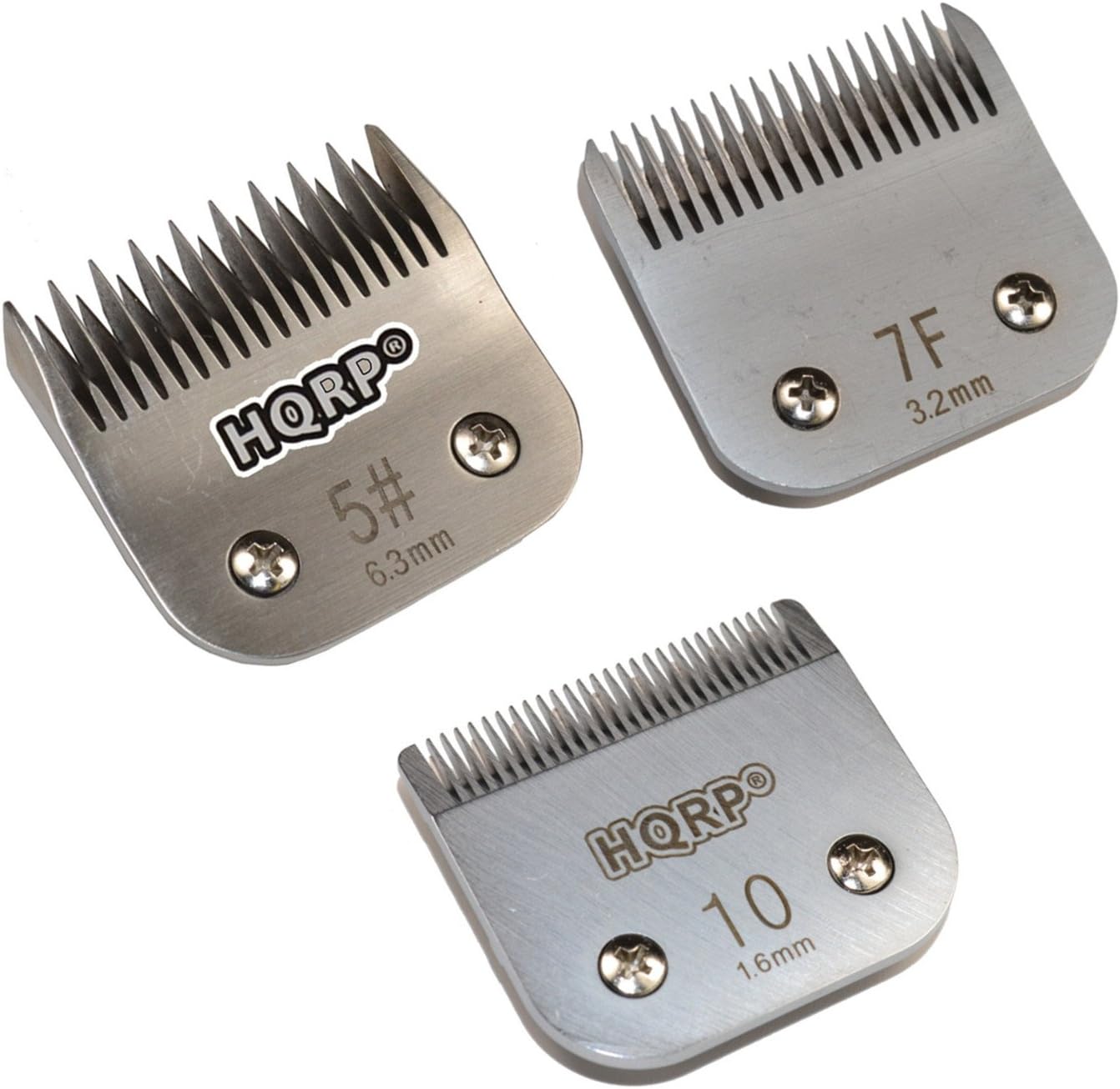 HQRP 3pcs Kit Clipper Blades Sizes 5 / 7F /10 for Dog Grooming Clipping