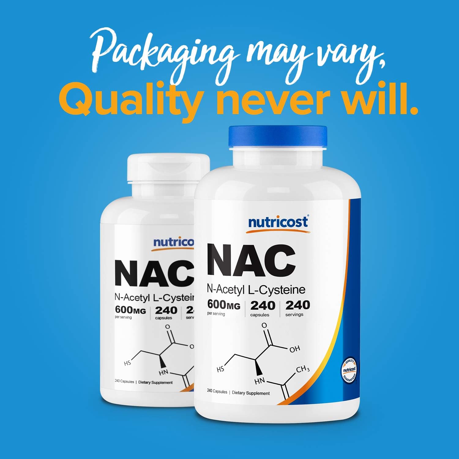 Nutricost N-Acetyl L-Cysteine (NAC) 600mg, 240 Veggie Capsules - Non-GMO, Gluten Free, Vegetable Caps (240 Caps): Health & Personal Care