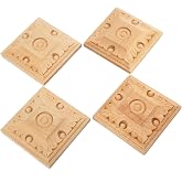 Wood Carved Appliques Onlays, 4Pcs Square Carving Decals for Furniture, C | Unpainted Wooden Carvings for Wall Cabinet Dresser Headboard Mirror Mantels Door Renew Old Furniture, 8x8cm/3.15x3.15in