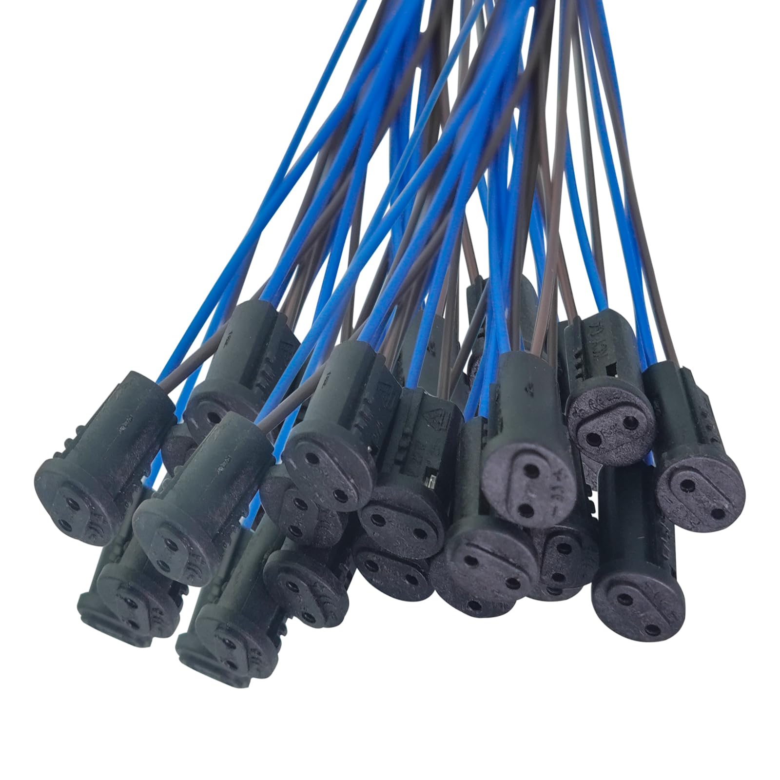 BuxiuGK 20 Pieces G4 Wire Connector Socket,G4 Lamp Holder 20cm Lamp Sockets for Halogen Incandescent LED Socket Connector,Blue
