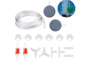 DeKago Transparent Airline Tubing Standard Aquarium Air Pump Accessories Kit with Check Valves, Air Stones, Suction Cups and Connectors for All Fish Tank