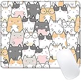 Cute Cats Mouse Pad Square Mouse Pads with Stitched Edge, Computer Mousepad with Non-Slip Rubber Base for Computer Laptop Office Desk Accessories 9.5x8 Inches
