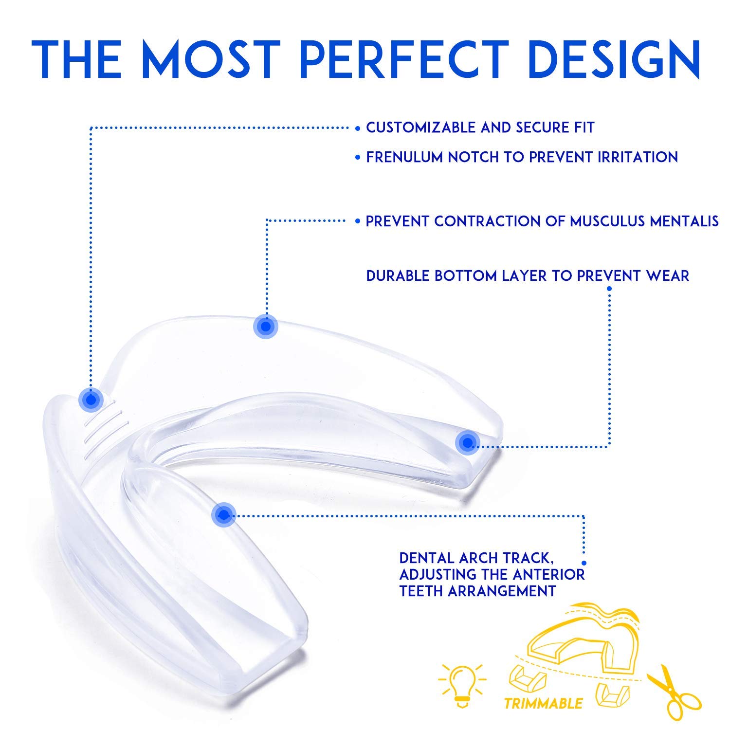 SGGI Mouthguard Teeth Grinding Mouth Guard Customizable and Trimmable Medical Grade Mouth guard for Grinding Teeth Clenching Bruxism Whitening Tray Sport Athletic Sleep Nightguard 2-Size 6 Pieces : Beauty
