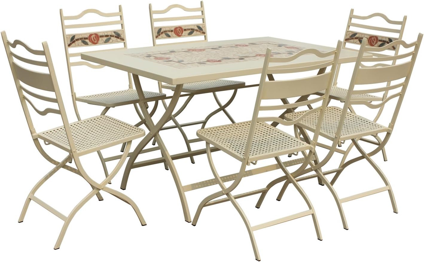 Leisuregrow Claremont 80cm X 130cm Rectangular Folding Dining Set White Metal Garden Furniture Set 6 Seater Dining Set Outdoor Patio Table And Chair Set Amazon Co Uk Kitchen Home