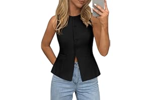 PRETTYGARDEN Womens Vests Top Trendy 2026 Spring Sleeveless Blazer Suit Summer Business Casual Work Button Down Waistcoat