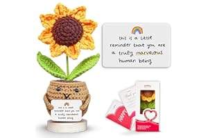 Gossby Positive Sunflower Doll Crochet with Card - This is A Little Reminder - Appreciation Gift for Coworker, Best Friend, Teacher, Sister, Mom - Christmas, Birthday, Thank You Gift for Women, Men