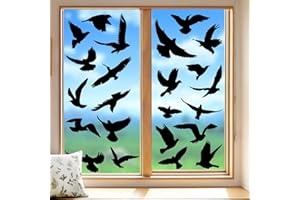 Anti-Collision Bird Window Stickers (Black) – Bird Silhouette Decals for Glass Doors & Windows, Bird Strike Prevention, Easy-