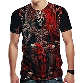 Srcnhim Novelty Skull T-Shirts for Men Graphic Shirt with Short Sleeves