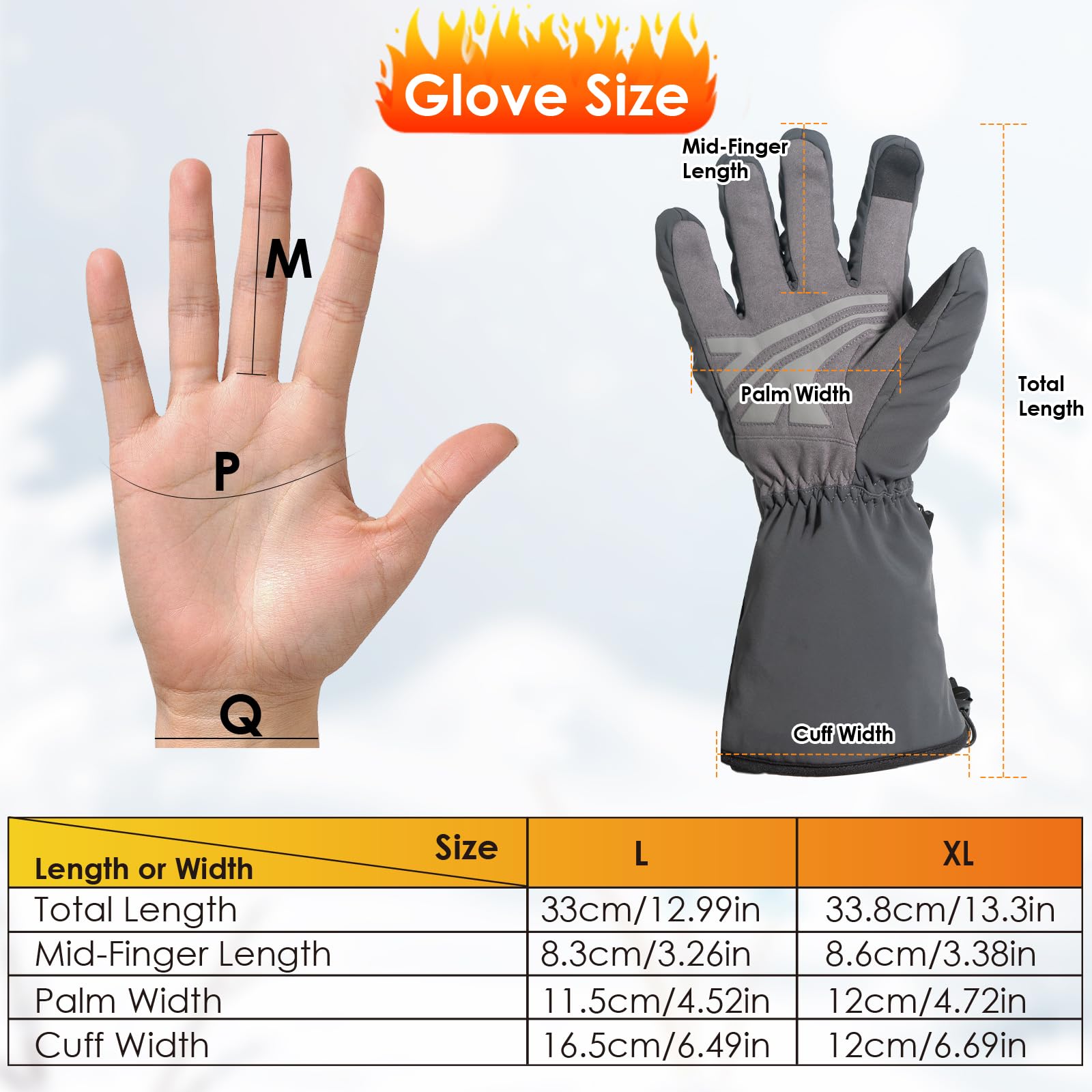 Minthouz Rechargeable Heated Gloves, 5V 5000mAh Electric Heated Glove for Men and Women, Windproof & Touchscreen 3 level Temperature Battery Powered Thermal Glove for Crycling,Skiing,Outdoor Works - L