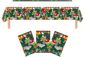 ZAKVOOR 4 Pack Party Tablecloths, Christmas Disposable Plastic Rectangle Table Covers for Birthday Party Decorations Supplies