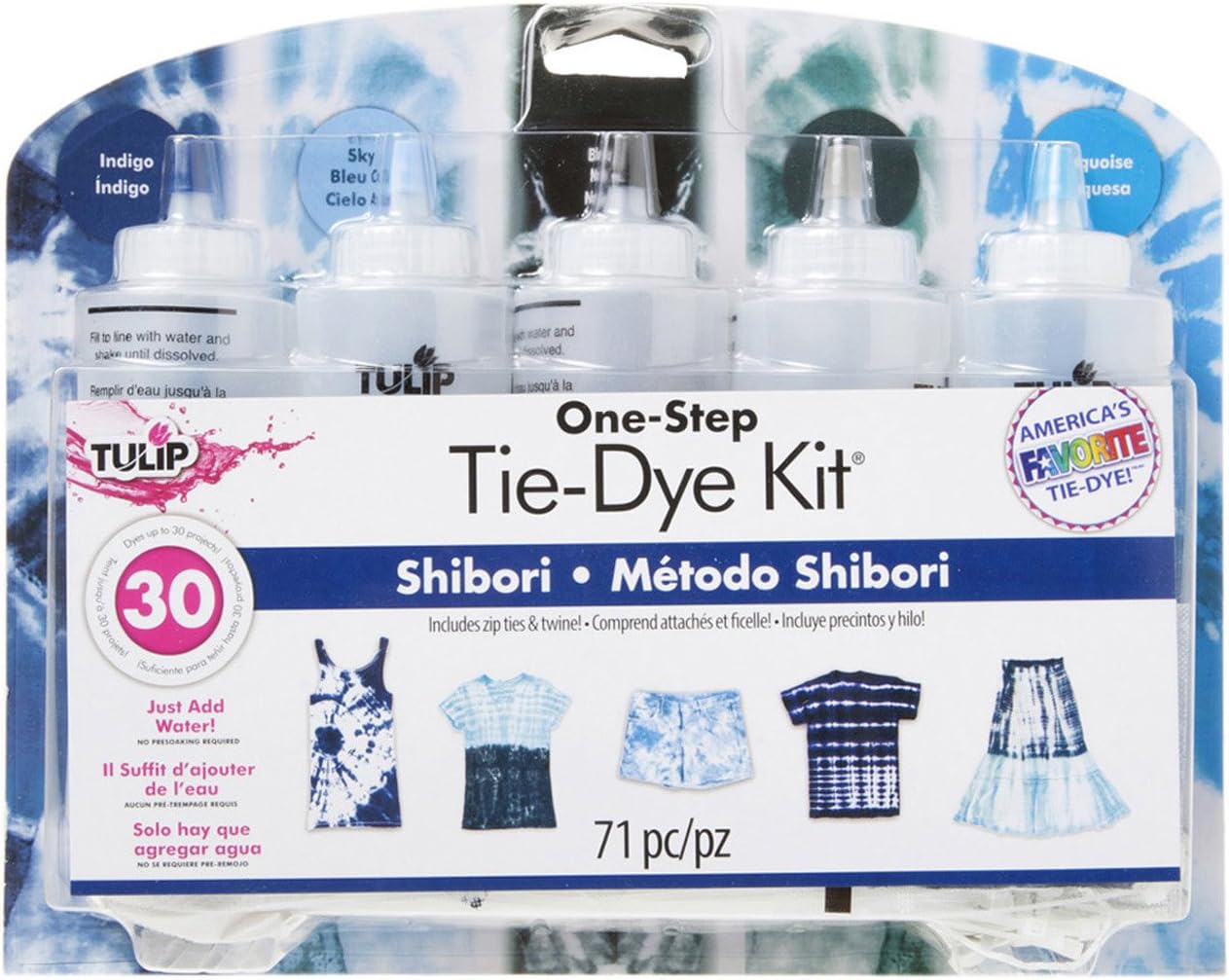 Tulip Step Tie dye kit 5 Colors Shibori, One Size