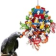 Large Parrot Toy - Multicolored Wooden Blocks Tearing Toys for Birds Suggested for African Grey, Macaw and Amazon Parrots