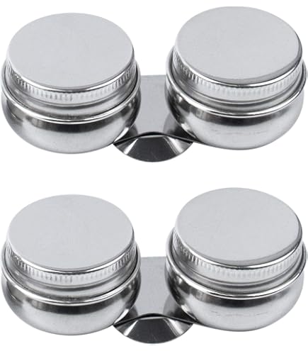 Stainless Steel Double Cup Oil Paint Container — Turpentine & Linseed Oil Solvent Holder With Lid (10x6x5cm)