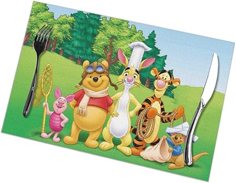 Amazon くまのプーさんは帽子をかぶっています ランチョンマット 滑り止め 断熱 家庭レストラン用 食卓飾り お手入れ簡単 かわいい おしゃれ 6枚セット プレース マット ランチョンマット オンライン通販