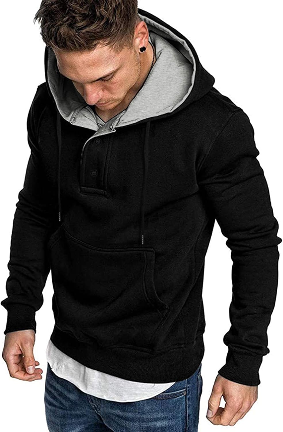 COOFANDY Men's Hoodies Sweatshirts Cotton Fleece Lightweight Long Sleeves Athletic Pullovers: Clothing
