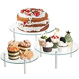 Hacaroa 3 Pcs Tempered Glass Cupcake Stands for