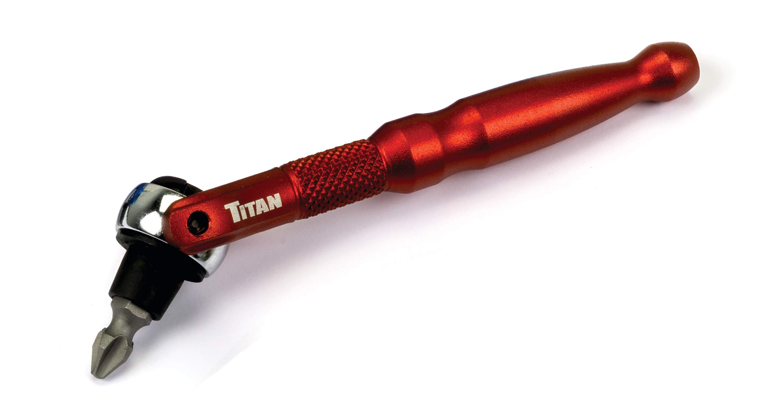 Titan 11321 1/4-Inch Drive 90-Tooth Swivel Head Micro Bit Driver-Red