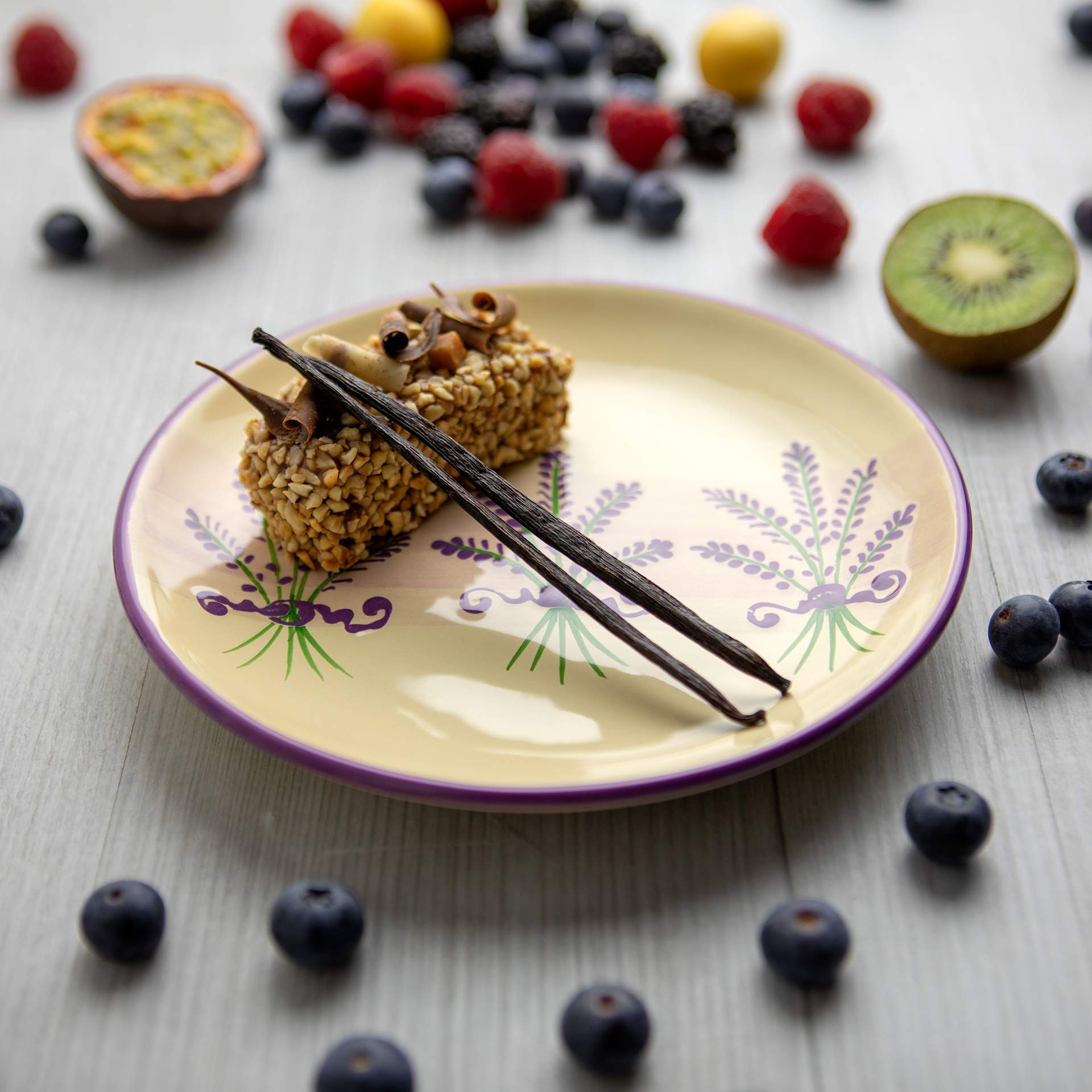 City to Cottage® Lavender Pattern Purple and Cream Pottery | Handmade Hand Painted | Glazed Ceramic 7.9inch/20cm | Side Dessert Plate | Unique Dinnerware