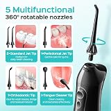 COSLUS Water Dental Flosser 300ML 5 Jet Tips IPX7 Rechargeable Portable view 6