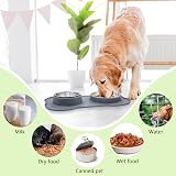 Pecute Double Stainless Steel Dog Bowls with Non-Slip Silicone Mats Grey (26 & view 6