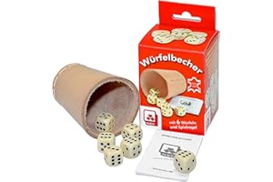 Leather Dice cup, with 6 dices